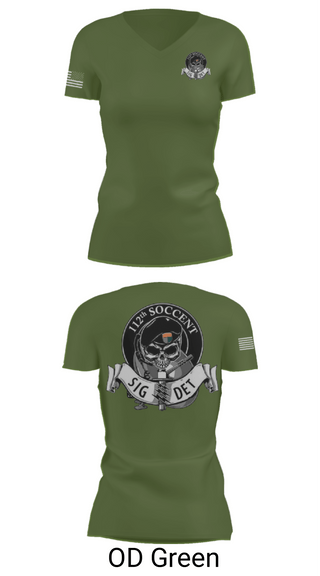 Women's Short Sleeve Vneck Shirt, 112 SOCCENT SIGDET, Army, Teamtime, Team time, sublimation, custom sports apparel, team uniforms, spirit wear, spiritwear, sports uniforms, custom shirts, team store, custom team store, fundraiser sports, apparel fundraiser
