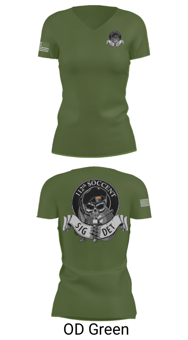 Women's Short Sleeve Vneck Shirt, 112 SOCCENT SIGDET, Army, Teamtime, Team time, sublimation, custom sports apparel, team uniforms, spirit wear, spiritwear, sports uniforms, custom shirts, team store, custom team store, fundraiser sports, apparel fundraiser