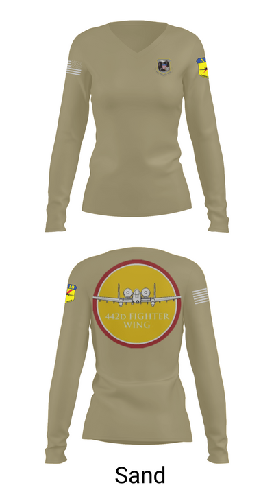442D FW 35089467 Women's Long Sleeve V-neck Shirt - 97