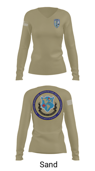 Womens Long Sleeve Vneck Shirt, WHINSEC, Army, Teamtime, Team time, sublimation, custom sports apparel, team uniforms, spirit wear, spiritwear, sports uniforms, custom shirts, team store, custom team store, fundraiser sports, apparel fundraiser