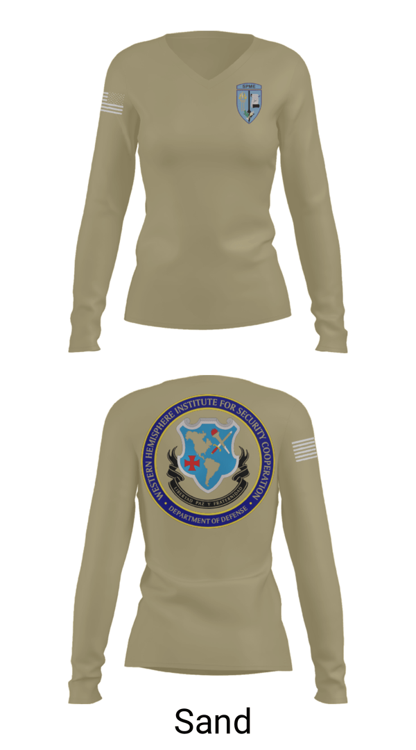 Womens Long Sleeve Vneck Shirt, WHINSEC, Army, Teamtime, Team time, sublimation, custom sports apparel, team uniforms, spirit wear, spiritwear, sports uniforms, custom shirts, team store, custom team store, fundraiser sports, apparel fundraiser
