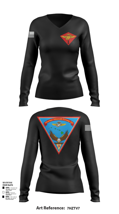 Marine Air Group 24 32391498 Women's Long Sleeve V-neck Shirt -1 123