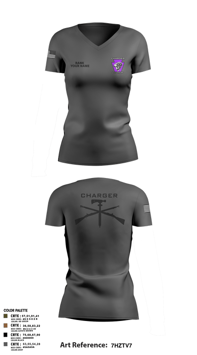 Charger Co. / 2-112th Infantry Battalion 37738588 Women's Short Sleeve V-neck Shirt - 45