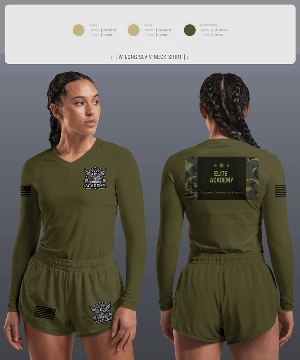 Womens Long Sleeve Vneck Shirt, ELITE SQUAD, Cross Country, Teamtime, Team time, sublimation, custom sports apparel, team uniforms, spirit wear, spiritwear, sports uniforms, custom shirts, team store, custom team store, fundraiser sports, apparel fundraiser