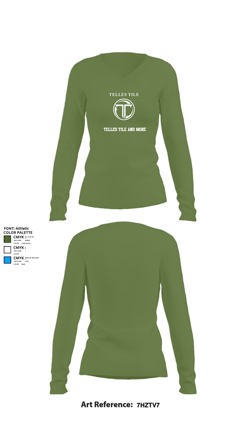 Womens Long Sleeve Vneck Shirt 1, Telles tile and more, , Teamtime, Team time, sublimation, custom sports apparel, team uniforms, spirit wear, spiritwear, sports uniforms, custom shirts, team store, custom team store, fundraiser sports, apparel fundraiser