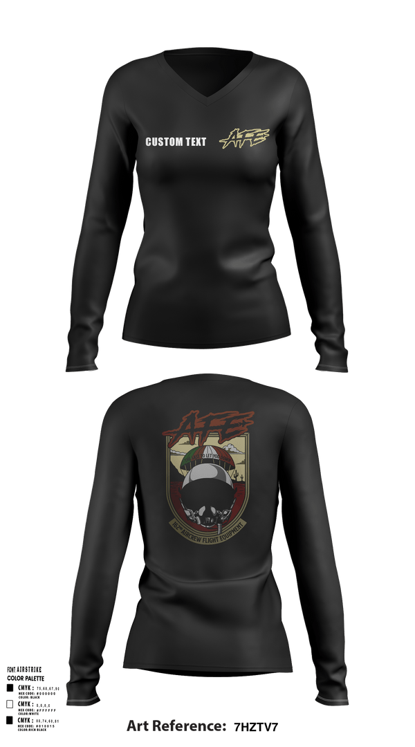 Womens Long Sleeve Vneck Shirt, 162 AFE, Air Force, Teamtime, Team time, sublimation, custom sports apparel, team uniforms, spirit wear, spiritwear, sports uniforms, custom shirts, team store, custom team store, fundraiser sports, apparel fundraiser