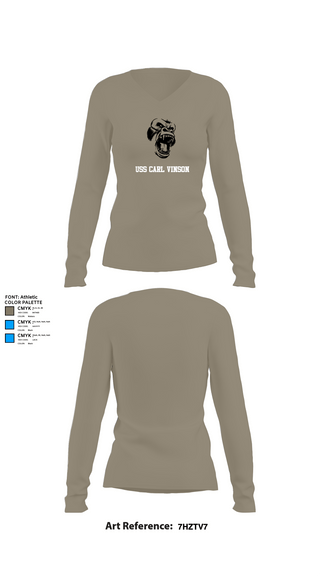 Womens Long Sleeve Vneck Shirt 1, USS CARL VINSON, , Teamtime, Team time, sublimation, custom sports apparel, team uniforms, spirit wear, spiritwear, sports uniforms, custom shirts, team store, custom team store, fundraiser sports, apparel fundraiser