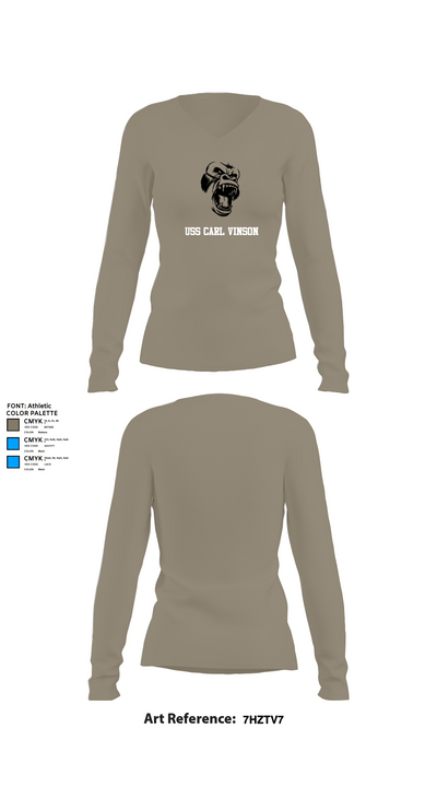 USS CARL VINSON 40544561 Women's Long Sleeve V-neck Shirt -1 59