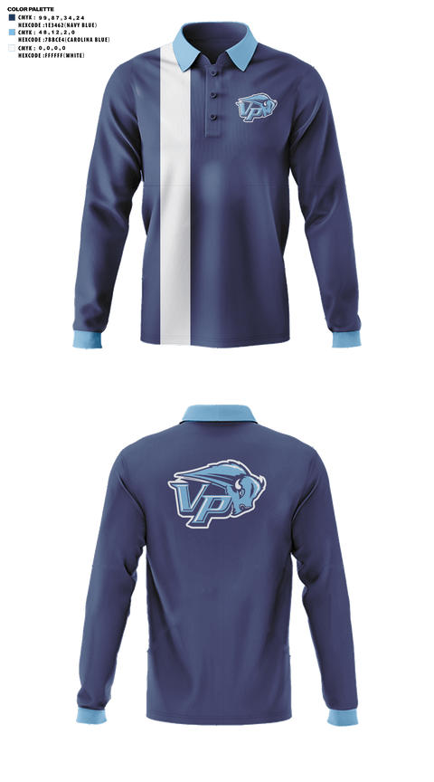 Long Sleeve Performance Polo, Vista Peak Preparatory Golf, Golf, Teamtime, Team time, sublimation, custom sports apparel, team uniforms, spirit wear, spiritwear, sports uniforms, custom shirts, team store, custom team store, fundraiser sports, apparel fundraiser