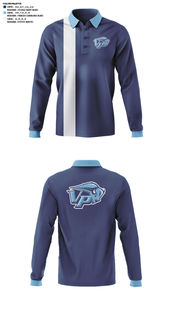 Long Sleeve Performance Polo, Vista Peak Preparatory Golf, Golf, Teamtime, Team time, sublimation, custom sports apparel, team uniforms, spirit wear, spiritwear, sports uniforms, custom shirts, team store, custom team store, fundraiser sports, apparel fundraiser