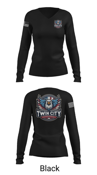 Womens Long Sleeve Vneck Shirt, Twin City Overhead Door, , Teamtime, Team time, sublimation, custom sports apparel, team uniforms, spirit wear, spiritwear, sports uniforms, custom shirts, team store, custom team store, fundraiser sports, apparel fundraiser