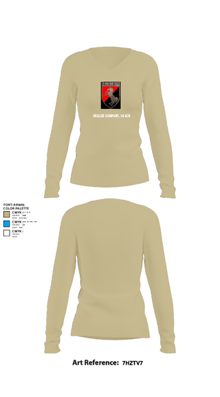 Womens Long Sleeve Vneck Shirt, Dealer Company, 1/11 ACR, Army, Teamtime, Team time, sublimation, custom sports apparel, team uniforms, spirit wear, spiritwear, sports uniforms, custom shirts, team store, custom team store, fundraiser sports, apparel fundraiser