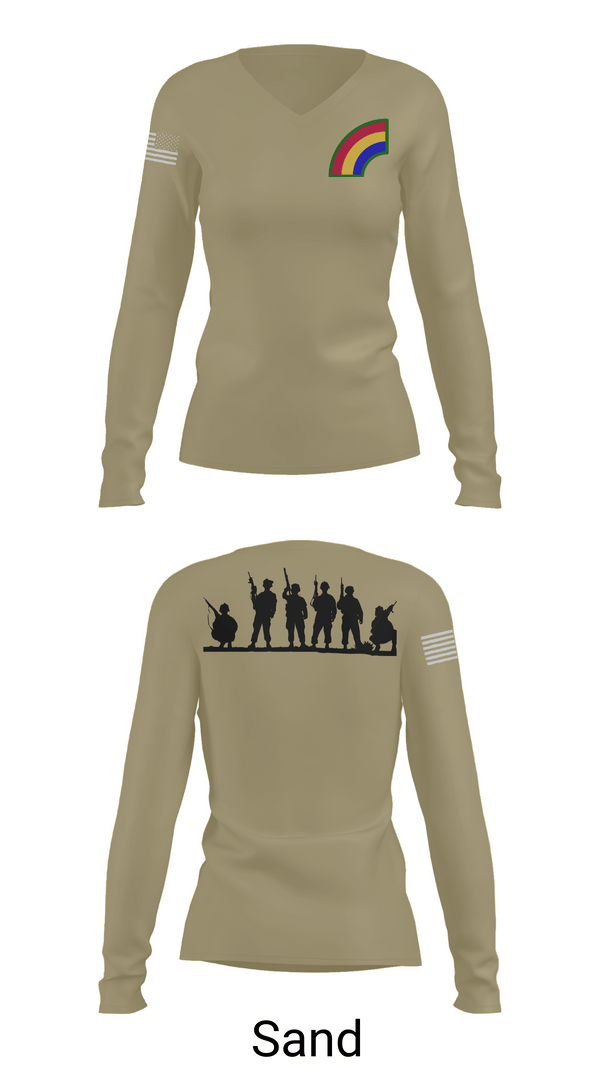 Womens Long Sleeve Vneck Shirt, 42ND Infantry Division, Army, Teamtime, Team time, sublimation, custom sports apparel, team uniforms, spirit wear, spiritwear, sports uniforms, custom shirts, team store, custom team store, fundraiser sports, apparel fundraiser