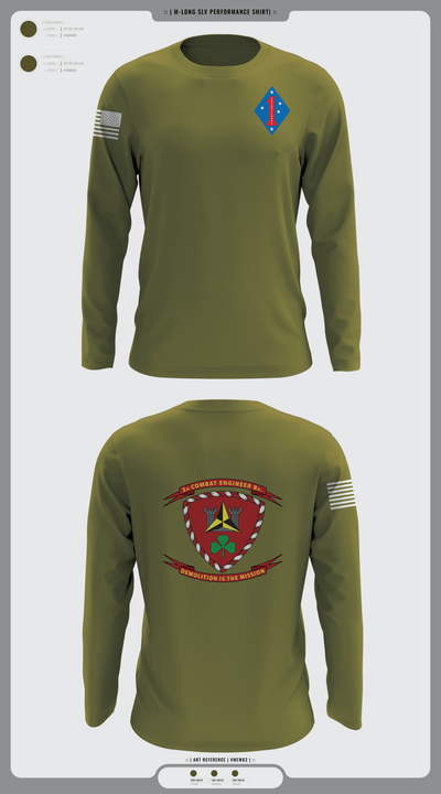 3rd combat engineering battalion 19894559 Long Sleeve Performance Shirt - 1