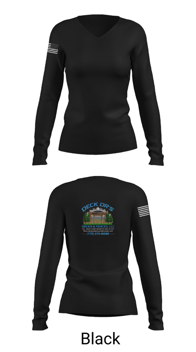 Deck Dr’s Decks and Fences 2773832 Women's Long Sleeve V-neck Shirt - 35