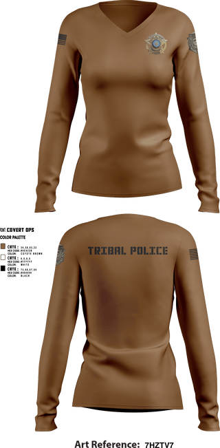 Womens Long Sleeve Vneck Shirt, Eastern Shawnee Tribal Police, Police, Teamtime, Team time, sublimation, custom sports apparel, team uniforms, spirit wear, spiritwear, sports uniforms, custom shirts, team store, custom team store, fundraiser sports, apparel fundraiser