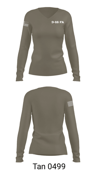 Women's Long Sleeve Vneck Shirt, 3-16 FA, Army, Teamtime, Team time, sublimation, custom sports apparel, team uniforms, spirit wear, spiritwear, sports uniforms, custom shirts, team store, custom team store, fundraiser sports, apparel fundraiser