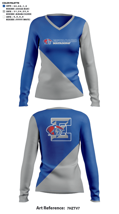 Estacado High School Cheer 9310800 Women's Long Sleeve V-neck Shirt - 41