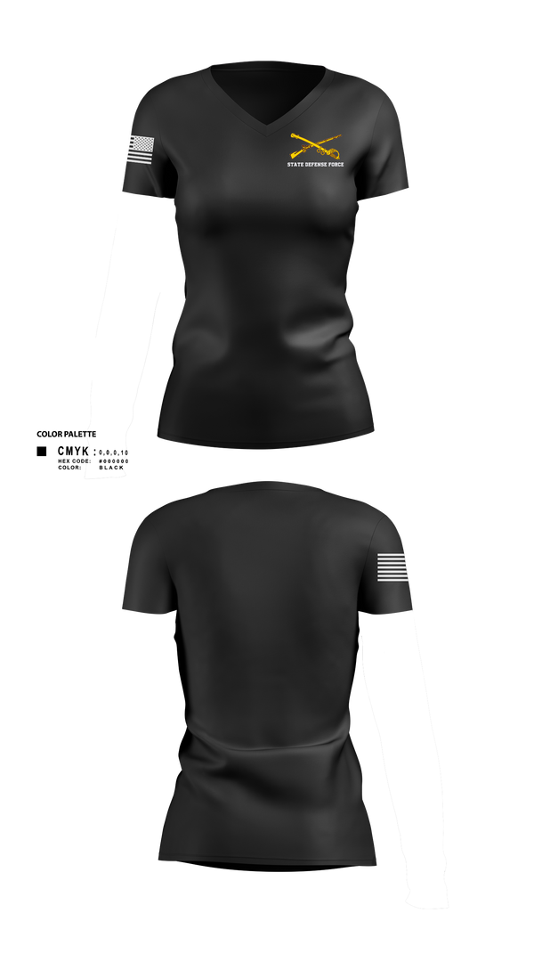 Womens Short Sleeve Vneck Shirt, State Defense Force, Army, Teamtime, Team time, sublimation, custom sports apparel, team uniforms, spirit wear, spiritwear, sports uniforms, custom shirts, team store, custom team store, fundraiser sports, apparel fundraiser