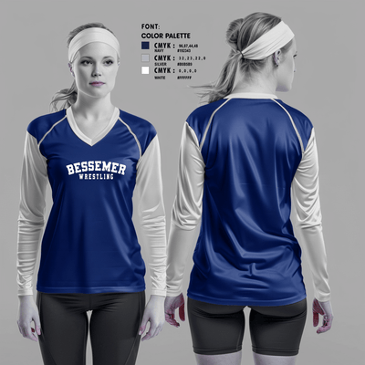 Central Girls Wrestling 97612951 Women's Long Sleeve V-neck Shirt - 2