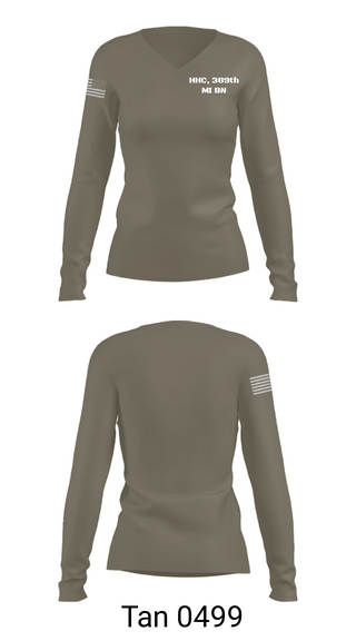 Women's Long Sleeve Vneck Shirt, HHC, 389th MI BN, Army, Teamtime, Team time, sublimation, custom sports apparel, team uniforms, spirit wear, spiritwear, sports uniforms, custom shirts, team store, custom team store, fundraiser sports, apparel fundraiser