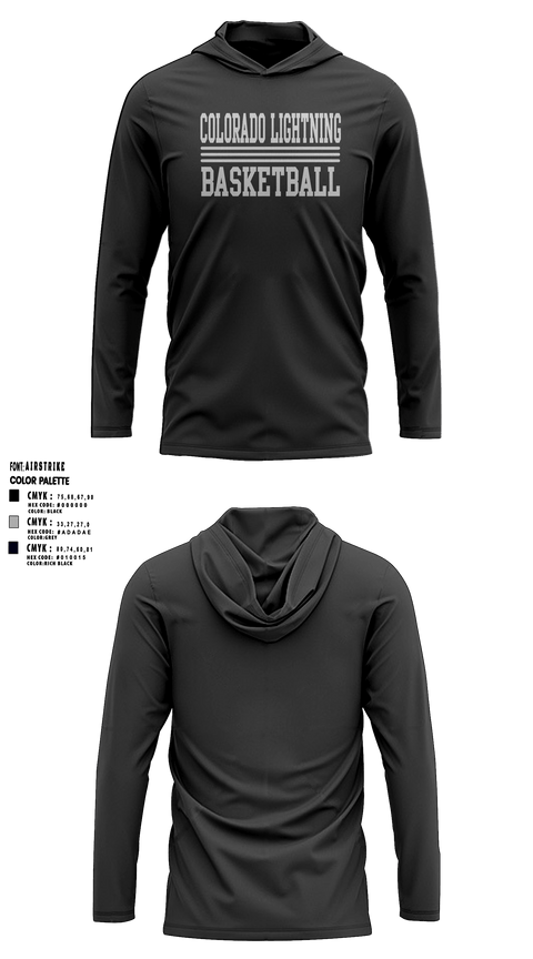 Short Sleeve Performance Shirt with hood, Colorado Lightning Basketball Club, Men's Basketball, Teamtime, Team time, sublimation, custom sports apparel, team uniforms, spirit wear, spiritwear, sports uniforms, custom shirts, team store, custom team store, fundraiser sports, apparel fundraiser