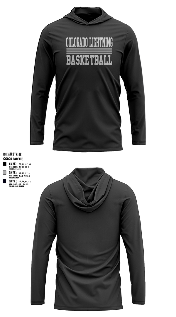 Short Sleeve Performance Shirt with hood, Colorado Lightning Basketball Club, Men's Basketball, Teamtime, Team time, sublimation, custom sports apparel, team uniforms, spirit wear, spiritwear, sports uniforms, custom shirts, team store, custom team store, fundraiser sports, apparel fundraiser