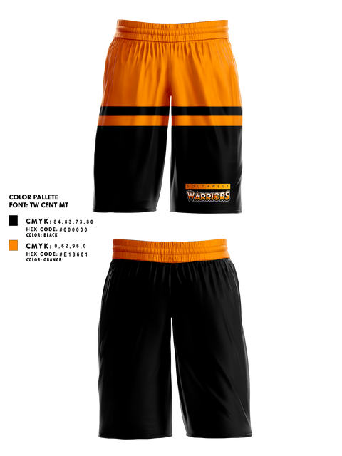 Mens Basketball Shorts, Southwest Warriors Basketball, Spirit Store, Teamtime, Team time, sublimation, custom sports apparel, team uniforms, spirit wear, spiritwear, sports uniforms, custom shirts, team store, custom team store, fundraiser sports, apparel fundraiser