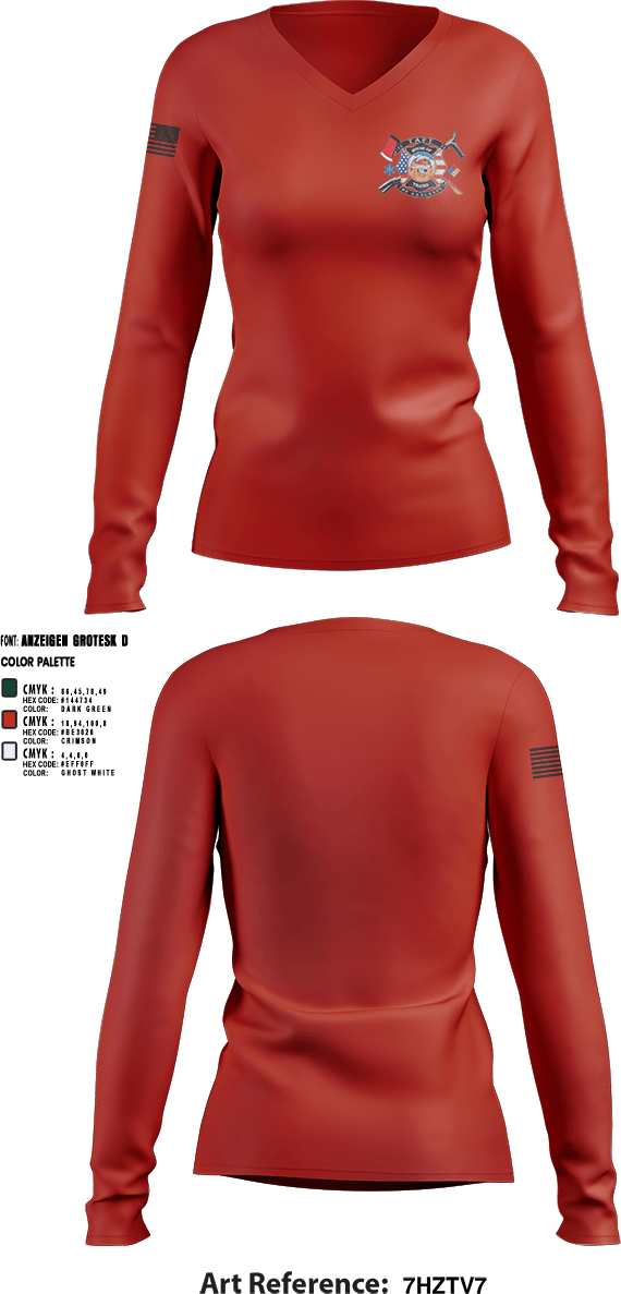 Womens Long Sleeve Vneck Shirt, 73, Fire Department, Teamtime, Team time, sublimation, custom sports apparel, team uniforms, spirit wear, spiritwear, sports uniforms, custom shirts, team store, custom team store, fundraiser sports, apparel fundraiser