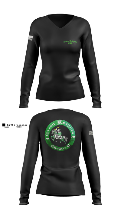 GREEN KNIGHTS MMC 40698411 Women's Long Sleeve V-neck Shirt - 1