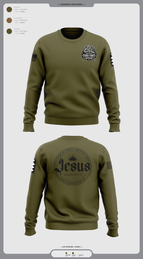 Crew Neck Sweatshirt, Strike force Battalion, Army, Teamtime, Team time, sublimation, custom sports apparel, team uniforms, spirit wear, spiritwear, sports uniforms, custom shirts, team store, custom team store, fundraiser sports, apparel fundraiser
