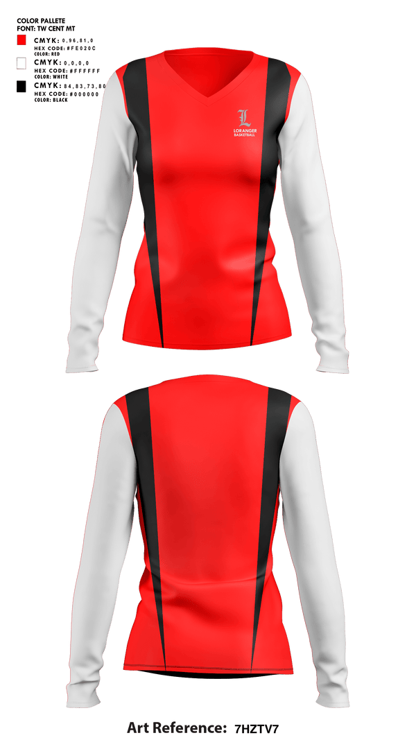 Womens Long Sleeve Vneck Shirt, Loranger High School Basketball, Women's Basketball, Teamtime, Team time, sublimation, custom sports apparel, team uniforms, spirit wear, spiritwear, sports uniforms, custom shirts, team store, custom team store, fundraiser sports, apparel fundraiser