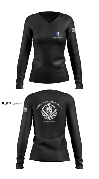 Women's Long Sleeve Vneck Shirt, TPD Adam Shift, Police, Teamtime, Team time, sublimation, custom sports apparel, team uniforms, spirit wear, spiritwear, sports uniforms, custom shirts, team store, custom team store, fundraiser sports, apparel fundraiser
