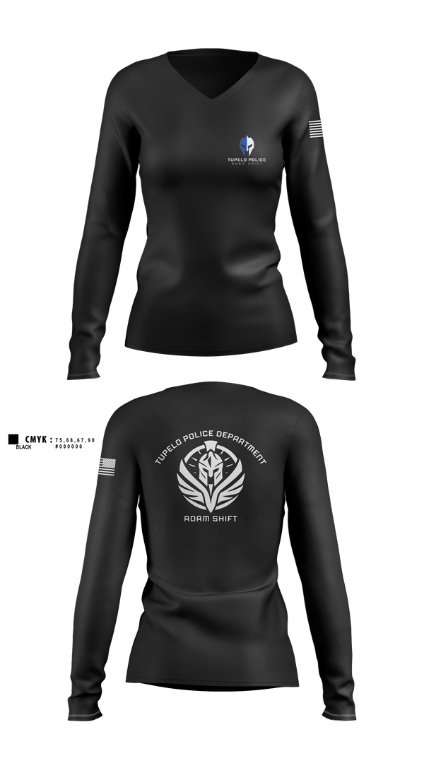 Women's Long Sleeve Vneck Shirt, TPD Adam Shift, Police, Teamtime, Team time, sublimation, custom sports apparel, team uniforms, spirit wear, spiritwear, sports uniforms, custom shirts, team store, custom team store, fundraiser sports, apparel fundraiser