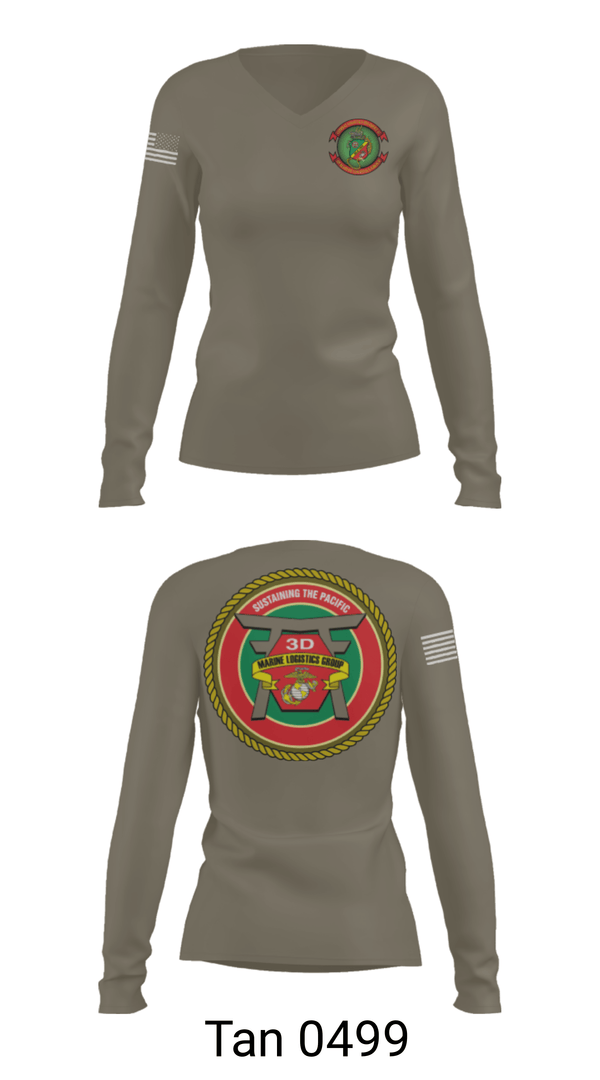 Womens Long Sleeve Vneck Shirt, CLR 37, Marines, Teamtime, Team time, sublimation, custom sports apparel, team uniforms, spirit wear, spiritwear, sports uniforms, custom shirts, team store, custom team store, fundraiser sports, apparel fundraiser