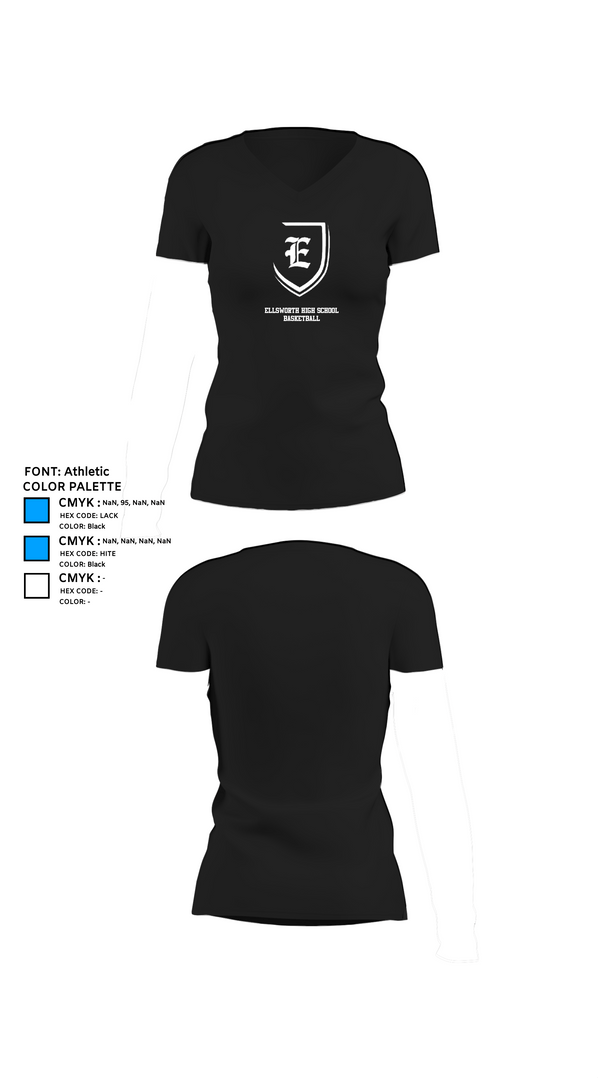 Womens Short Sleeve Vneck Shirt, Ellsworth High School Basketball, Men's Basketball, Teamtime, Team time, sublimation, custom sports apparel, team uniforms, spirit wear, spiritwear, sports uniforms, custom shirts, team store, custom team store, fundraiser sports, apparel fundraiser