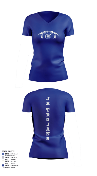 Orland Jr Trojans Football 79293862 Women's Short Sleeve V-neck Shirt - 5