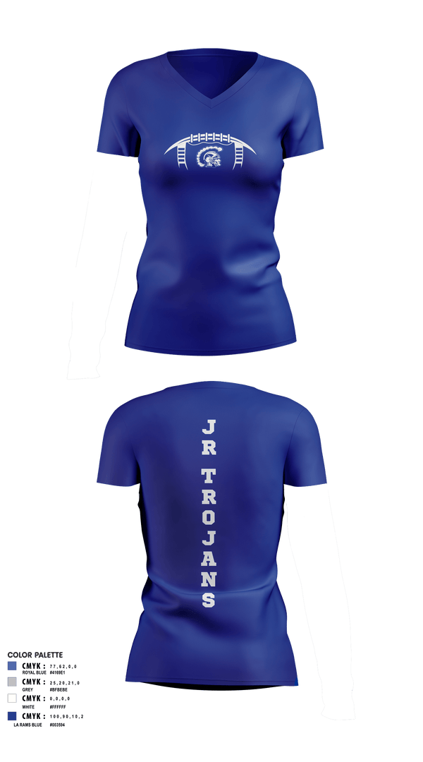 Womens Short Sleeve Vneck Shirt, Orland Jr Trojans Football, Football, Teamtime, Team time, sublimation, custom sports apparel, team uniforms, spirit wear, spiritwear, sports uniforms, custom shirts, team store, custom team store, fundraiser sports, apparel fundraiser