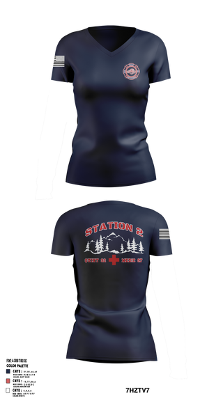 Womens Short Sleeve Vneck Shirt, Station 2, Fire Department, Teamtime, Team time, sublimation, custom sports apparel, team uniforms, spirit wear, spiritwear, sports uniforms, custom shirts, team store, custom team store, fundraiser sports, apparel fundraiser