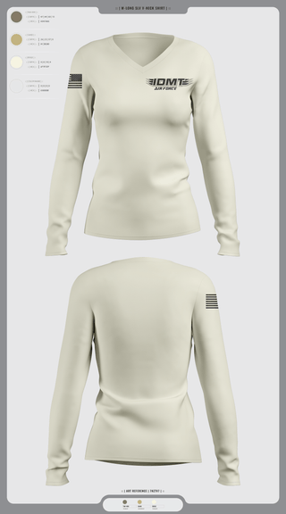 Womens Long Sleeve Vneck Shirt, IDMT, Air Force, Teamtime, Team time, sublimation, custom sports apparel, team uniforms, spirit wear, spiritwear, sports uniforms, custom shirts, team store, custom team store, fundraiser sports, apparel fundraiser