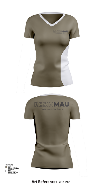 Resin Mau 80080639 Women's Short Sleeve V-neck Shirt - 119