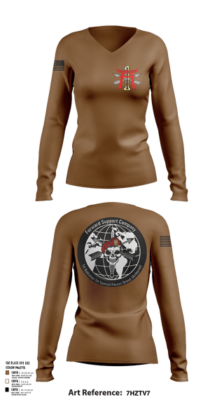 Womens Long Sleeve Vneck Shirt 1, FSC 1-1SFG, Army, Teamtime, Team time, sublimation, custom sports apparel, team uniforms, spirit wear, spiritwear, sports uniforms, custom shirts, team store, custom team store, fundraiser sports, apparel fundraiser