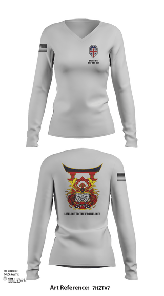 Womens Long Sleeve Vneck Shirt, 343rd Medical Hospital Augmentation Detachment, , Teamtime, Team time, sublimation, custom sports apparel, team uniforms, spirit wear, spiritwear, sports uniforms, custom shirts, team store, custom team store, fundraiser sports, apparel fundraiser