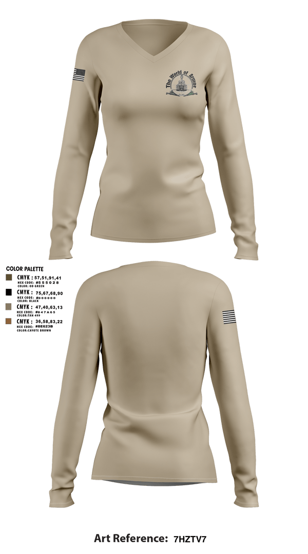 Womens Long Sleeve Vneck Shirt, The World of Armor, , Teamtime, Team time, sublimation, custom sports apparel, team uniforms, spirit wear, spiritwear, sports uniforms, custom shirts, team store, custom team store, fundraiser sports, apparel fundraiser