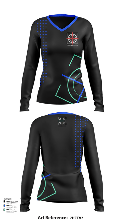 Triggered up 67978280 Women's Long Sleeve V-neck Shirt - 1