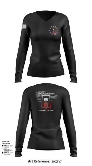 Womens Long Sleeve Vneck Shirt, 5th Armored Brigade, , Teamtime, Team time, sublimation, custom sports apparel, team uniforms, spirit wear, spiritwear, sports uniforms, custom shirts, team store, custom team store, fundraiser sports, apparel fundraiser