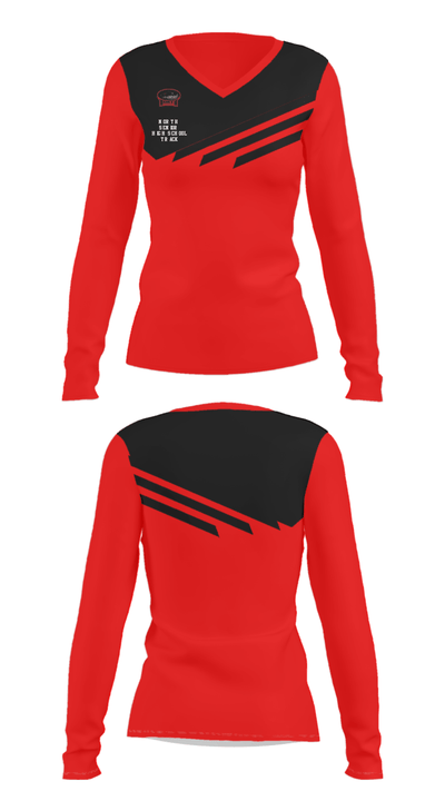 North Senior High School Track 89909632 Women's Long Sleeve V-neck Shirt - 28