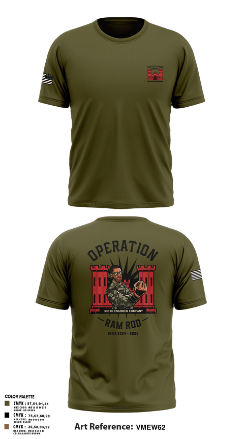 Old School Cotton Feel Shirt, 305th En Co, Army, Teamtime, Team time, sublimation, custom sports apparel, team uniforms, spirit wear, spiritwear, sports uniforms, custom shirts, team store, custom team store, fundraiser sports, apparel fundraiser