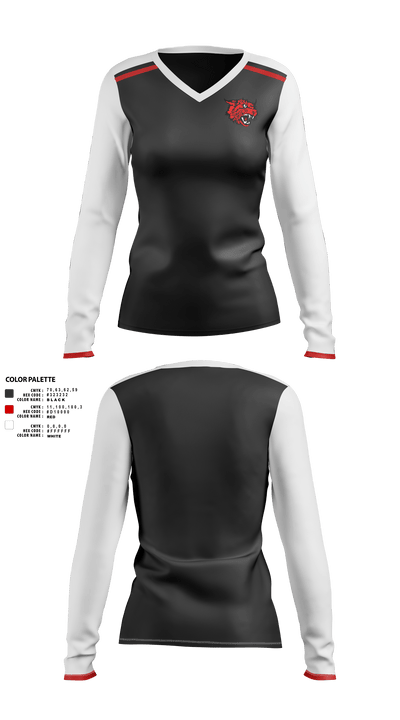 Kirbyville High School Basketball 90960031 Women's Long Sleeve V-neck Shirt -1 1