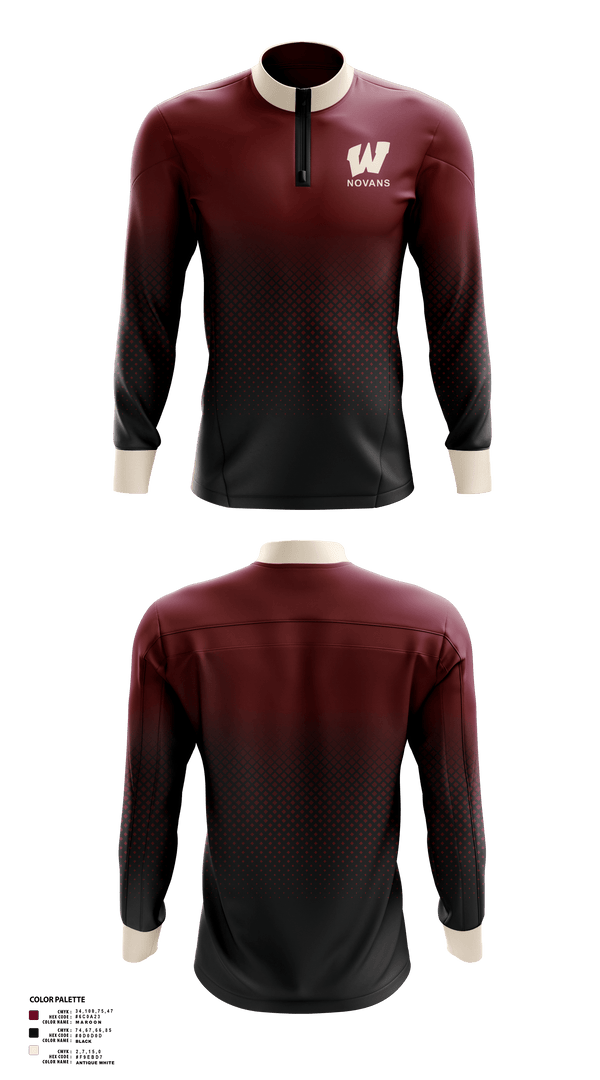 Quarter Zip Jacket, Novans, Men's Basketball, Teamtime, Team time, sublimation, custom sports apparel, team uniforms, spirit wear, spiritwear, sports uniforms, custom shirts, team store, custom team store, fundraiser sports, apparel fundraiser